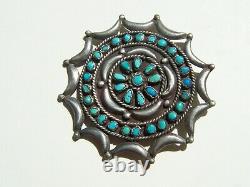 Navajo vintage Dead Pawn Sterling Silver natural Turquoise pin