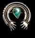Navajo Vintage Turquoise And Sterling Silver Naja Brooch