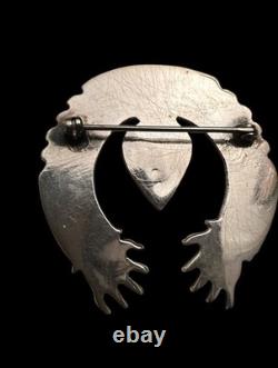 Navajo vintage turquoise and sterling silver naja brooch