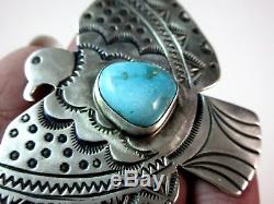NavajoBobby JohnsonNatural Blue TurquoiseTHUNDERBIRDHand Stamped Pin