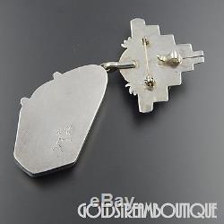 Nelson Morgan Navajo 925 Silver Turquoise Butterfly Kachina Pin Pendant #06439