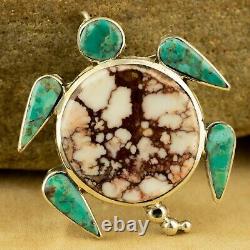 New Zuni Native American Sterling Silver Turtle Pendant/Pin Signed AAhiyite