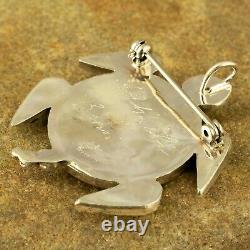 New Zuni Native American Sterling Silver Turtle Pendant/Pin Signed AAhiyite