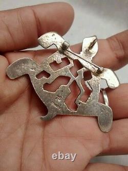 Nice Native American Strong John TS sterling 925 cast turtle pin brooch