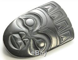 Northwest Coast DENNY DIXON Haida Hand Carved Argillite Mask Brooch Pin c. 1972