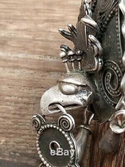 Northwest Haida First Nations Handmade Sterling Silver Raven Pin Brooch Pendant