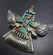 Old 1930s Zuni Knifewing Pin/pendant Sterling Silver Turquoise Coral Jet Mop