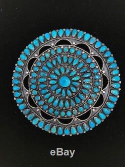 OLD Huge 4 NAVAJO VICTOR MOSES BEGAY Turquoise Cluster Pin/Pendant Signed VMB