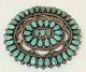 Old Large Vintage Zuni Sterling Silver & Turquoise Cluster Pin Brooch