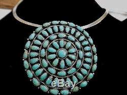 OLD LARRYMOSES BEGAY Outstanding Cluster Sterling /Turquoise Pendant /Pin 2.5