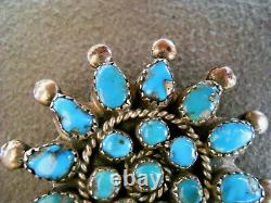 OLD Native American Natural Multi-Color Turquoise Cluster Sterling Silver Pin