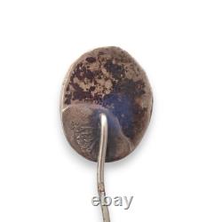 OLD Native American Turquoise Coral Sun Face Inlaid Sterlin Silver 4-Pin Sampler