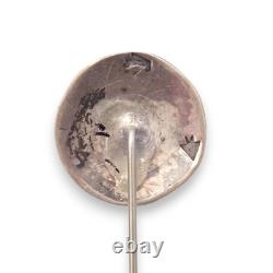 OLD Native American Turquoise Coral Sun Face Inlaid Sterlin Silver 4-Pin Sampler