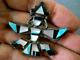 Old Native American Zuni Multistone Inlay Sterli Silver Knifewing Pin Brooch 2+