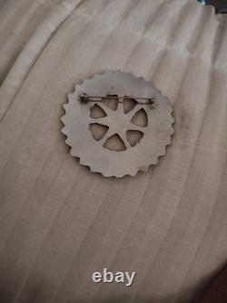 OLD Native American Zuni Turquoise And Red Coral Petit Point Pin Brooch