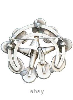 OLD PAWN Glen Willie NAVAJO Turquoise Silver Cluster Brooch Pendant 25 gr