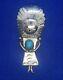 Old Pawn Kachina Brooch Pin Signed Mw Sterling Silver Turquoise Stone 2 5/8