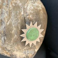 OLD PAWN NAVAJO GREEN GASPEITE Sunface STERLING SILVER PIN PENDANT 12132