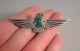 Old Pawn Vintage Navajo S Silver Turquoise Thunder Bird Pin Whirling Logs