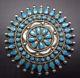 Old Vintage Zuni Sterling Silver & Turquoise Cluster Petit Point Pin/pendant