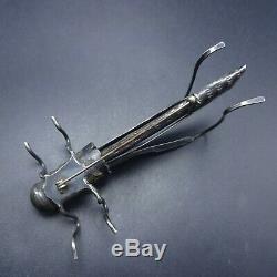 OUTSTANDING Vintage NAVAJO GRASSHOPPER Brooch PIN Hand-Stamped Sterling Silver