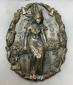 Old 1907 JAMESTOWN EXPOSITION Fair Native American MAIDEN Embossed BROOCH PIN