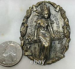 Old 1907 JAMESTOWN EXPOSITION Fair Native American MAIDEN Embossed BROOCH PIN