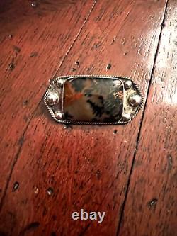 Old Fred Harvey Era Navajo Petrified Wood Sterling Pin Brooch Large