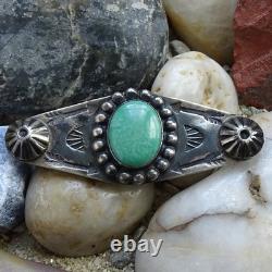 Old Fred Harvey Era Navajo Pin Brooch Oval Turquoise Satellite Raindrops Buttons