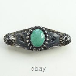 Old Fred Harvey Era Navajo Pin Brooch Oval Turquoise Satellite Raindrops Buttons