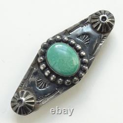 Old Fred Harvey Era Navajo Pin Brooch Oval Turquoise Satellite Raindrops Buttons