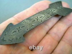 Old Harvey Era Native American Indian Sterling Silver Stamped Arrow Pin / Brooch