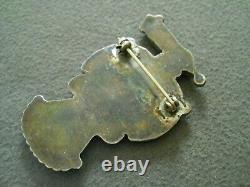 Old Native American Multi-Stone Inlay Sterling Silver Peyote Bird Brooch / Pin