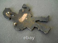 Old Native American Zuni Comanche Dancer MultiStone Inlay Sterlin Pendant Pin 3