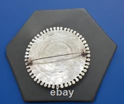 Old Native Zuni Needlepoint Petit Point Turquoise Cluster Pin Brooch 2 Sterling