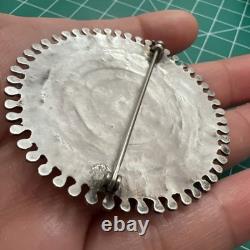 Old Native Zuni Needlepoint Petit Point Turquoise Cluster Pin Brooch 2 Sterling