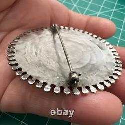 Old Native Zuni Needlepoint Petit Point Turquoise Cluster Pin Brooch 2 Sterling