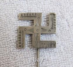 Old Navajo Indian Sterling Silver Fred Harvey Era Rare Whirling Logs Stick Pin