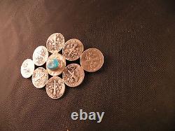 Old Navajo, Native American, sterling silver coin pin, brooch, all silver dimes