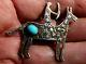 Old Navajo Tyler Brown Sterling Silver Turquoise Stone Warrior Horse Brooch Pin