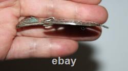 Old Navajo Thunderbird Chip Inlay Sterling Dangle Brooch Pin