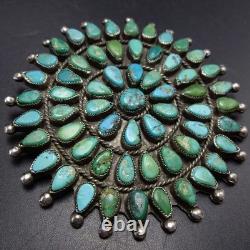 Old PUEBLO Petit Point TURQUOISE Cluster MANTA PIN/BROOCH Sterling Silver