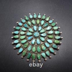 Old PUEBLO Petit Point TURQUOISE Cluster MANTA PIN/BROOCH Sterling Silver