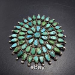 Old PUEBLO Petit Point TURQUOISE Cluster MANTA PIN/BROOCH Sterling Silver