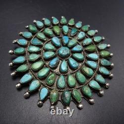 Old PUEBLO Petit Point TURQUOISE Cluster MANTA PIN/BROOCH Sterling Silver