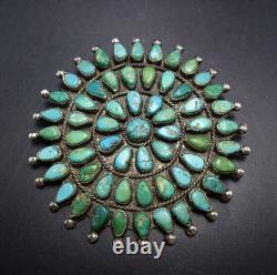Old PUEBLO Petit Point TURQUOISE Cluster MANTA PIN/BROOCH Sterling Silver