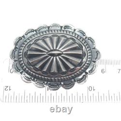Old Pawn 925 Sterling Silver Vintage Southwestern Concho Oxidized Pin Brooch