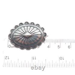 Old Pawn 925 Sterling Silver Vintage Southwestern Concho Oxidized Pin Brooch