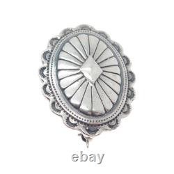 Old Pawn 925 Sterling Silver Vintage Southwestern Concho Oxidized Pin Brooch