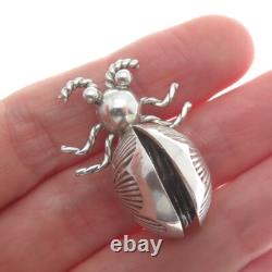 Old Pawn 925 Sterling Silver Vintage Southwestern Native Bug Tribal Pin Brooch